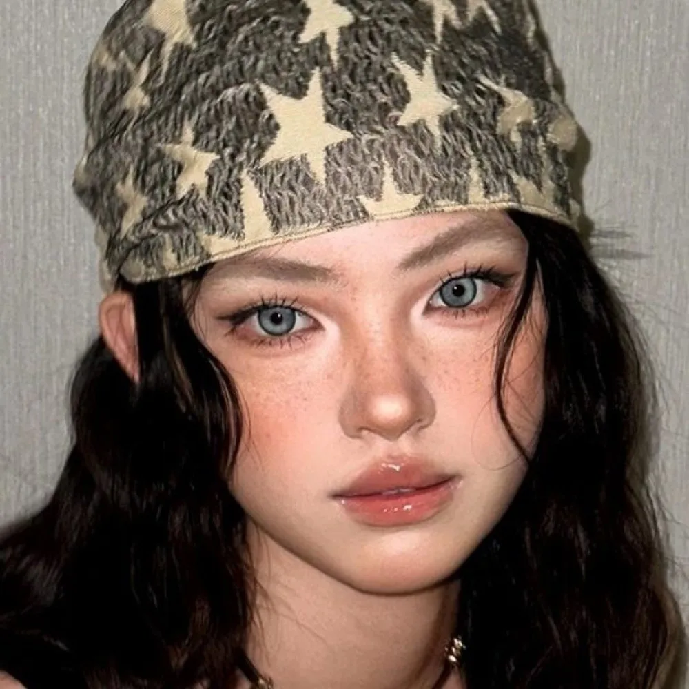 

Головной убор, шарф для волос со звездой в стиле Wasteland, мягкая повязка на голову, хип-шарф Y2K, треугольный шарф, вязаный топ-труба, пикантные девушки