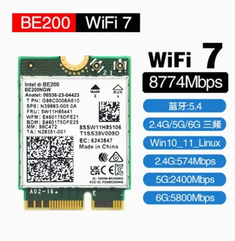 Intel BE200 NFA765A AX210NGW AX200NGW WIFI7 6E Gigabit 5G 6G Tri bant M2, dahili kablosuz ağ kartı ile 5.4 Bluetooth AX210