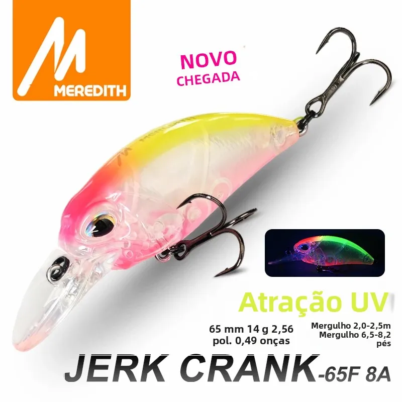 Isca de Pesca MEREDITH Crank Bait 65mm 14g, Iscas de Pesca de Afundamento Lento, Pequenas Iscas Rígidas, Wobblers, Equipamento de Pesca