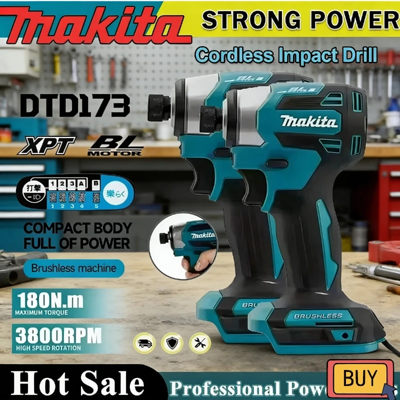 

Бесщеточный ударный шуруповерт Makita DTD173, 220 Н·м, для авторемонта, электроинструмент, 18В