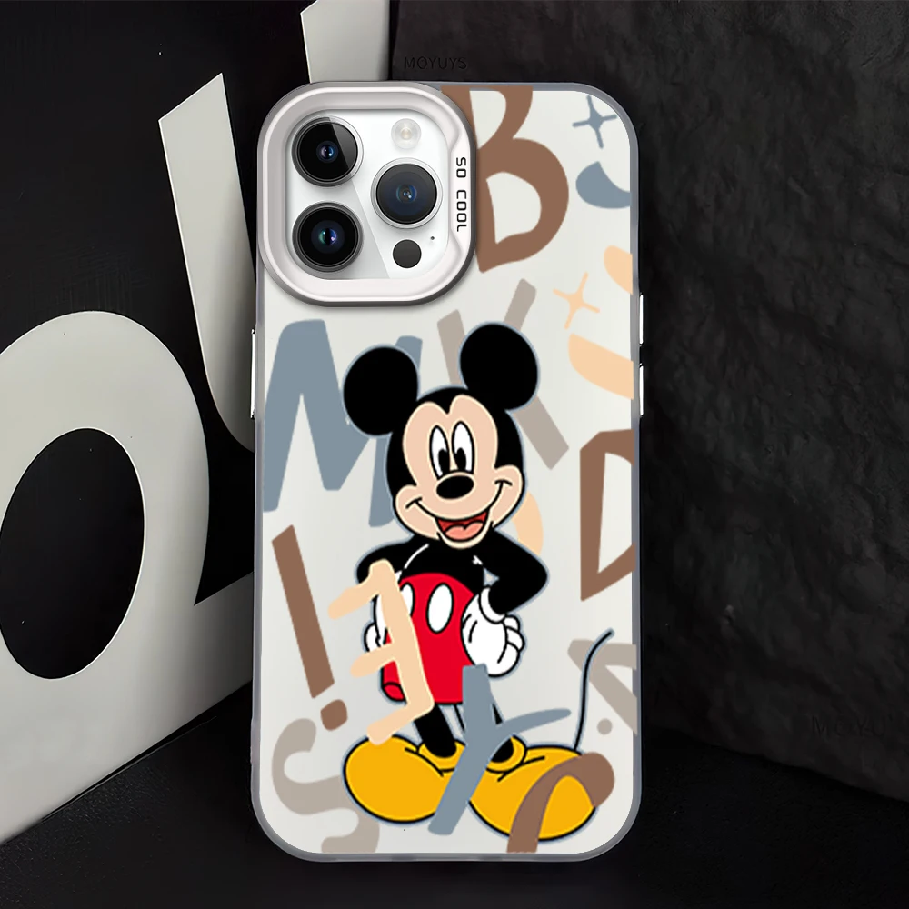 MINISO d-disney M-Mickey IMD Phone Case for iPhone 11 13 14 12 15 16 Max Pro Plus Laser Cover