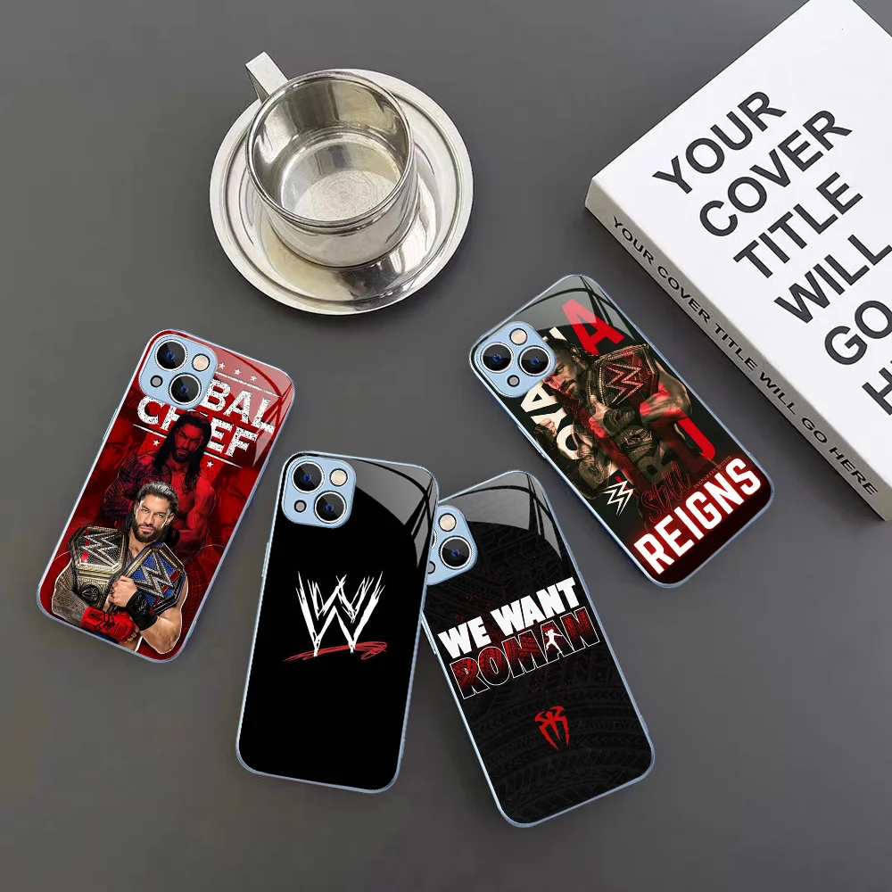 W-Wrestling Star R-Roman R-Reigns Phone Case Tempered Glass For Iphone 14 13 12 11 Pro Mini XS MAX 14Plus X XS XR Fundas