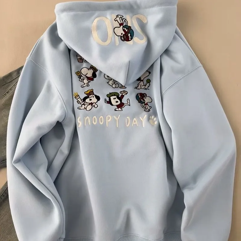 

Snoopy Thick Hoodie Kawaii Cartoon Anime Embroidery Accessories Hoodie Men's and Women's Autumn/Winter Thick Casual Long Sleeve