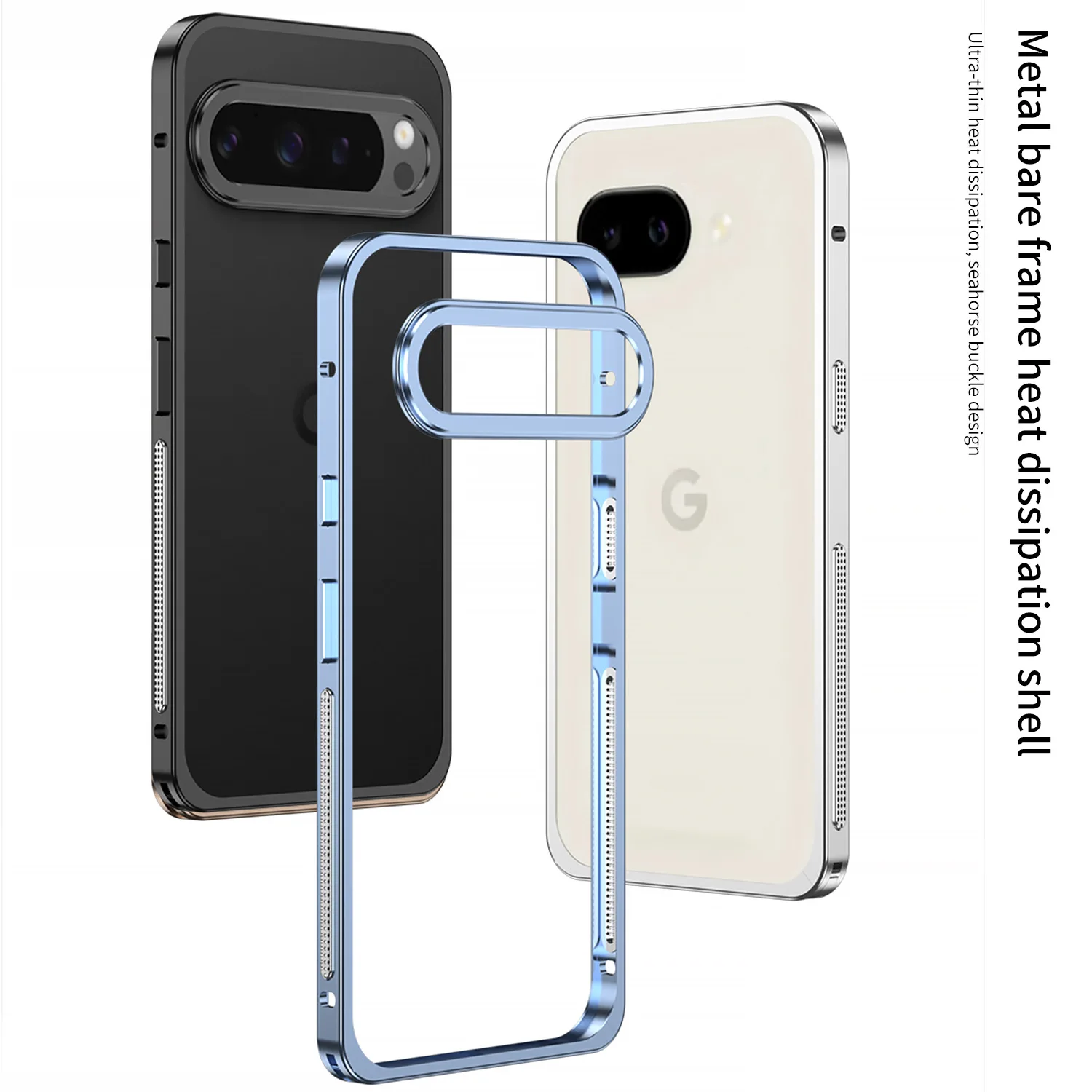 Image of Ultradünner Aluminium-Metallrahmen Hartschalenhülle für Google Pixel 10 9 8 7 Pro XL Metall-Objektivabdeckung mit Wärmeableitung Stoßfeste Hülle