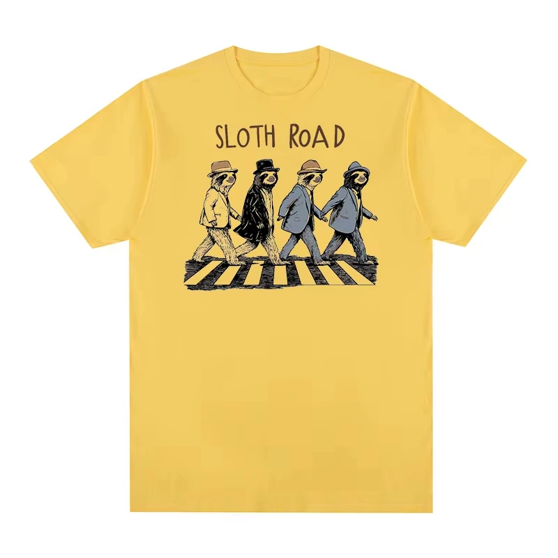 Sloth Road Vintage T-shirt Lennon Rock The Beatle Hip Hop Cotton Women Men Summer Fashion T Shirt New Tee Tshirt Womens Tops