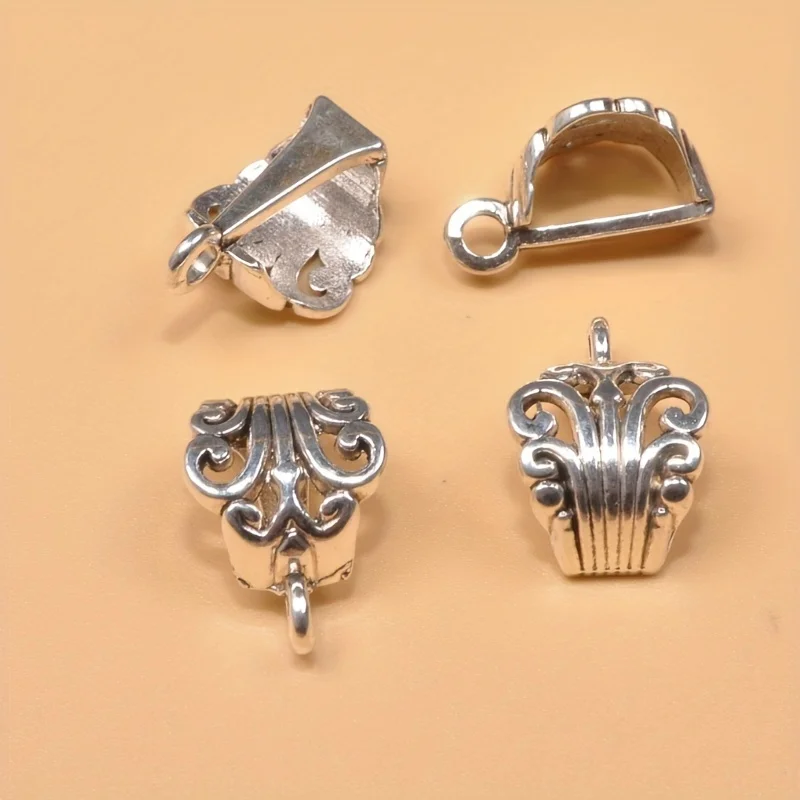 10pcs Tibetan Silvery alloy  Pendant Buckle Release Release Connector Connector 11x16mm Hole Fits 5mm Wire