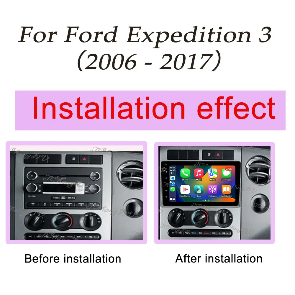 Autoradio for Ford Expedition 3 2006 - 2017 Carplay Car Radio Video  Multimedia Player DSP Stereo GPS Navigation QLED Screen BT