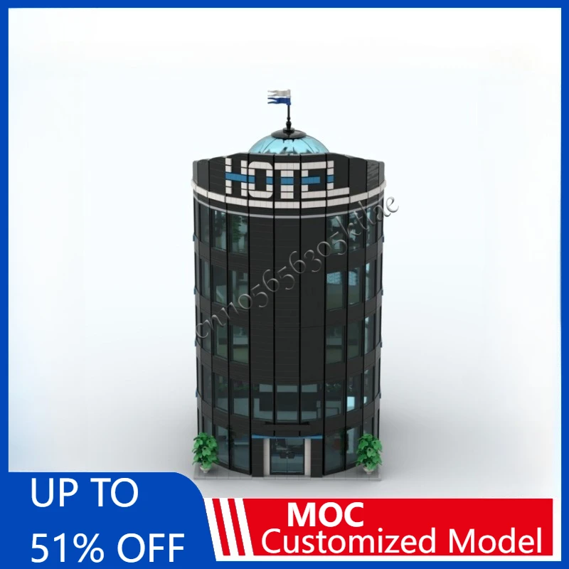 

Креативный современный архитектурный строительный блок, высокое круговое здание, отель, город, строительная модель, вид на улицу, кирпичи, игрушка для детей