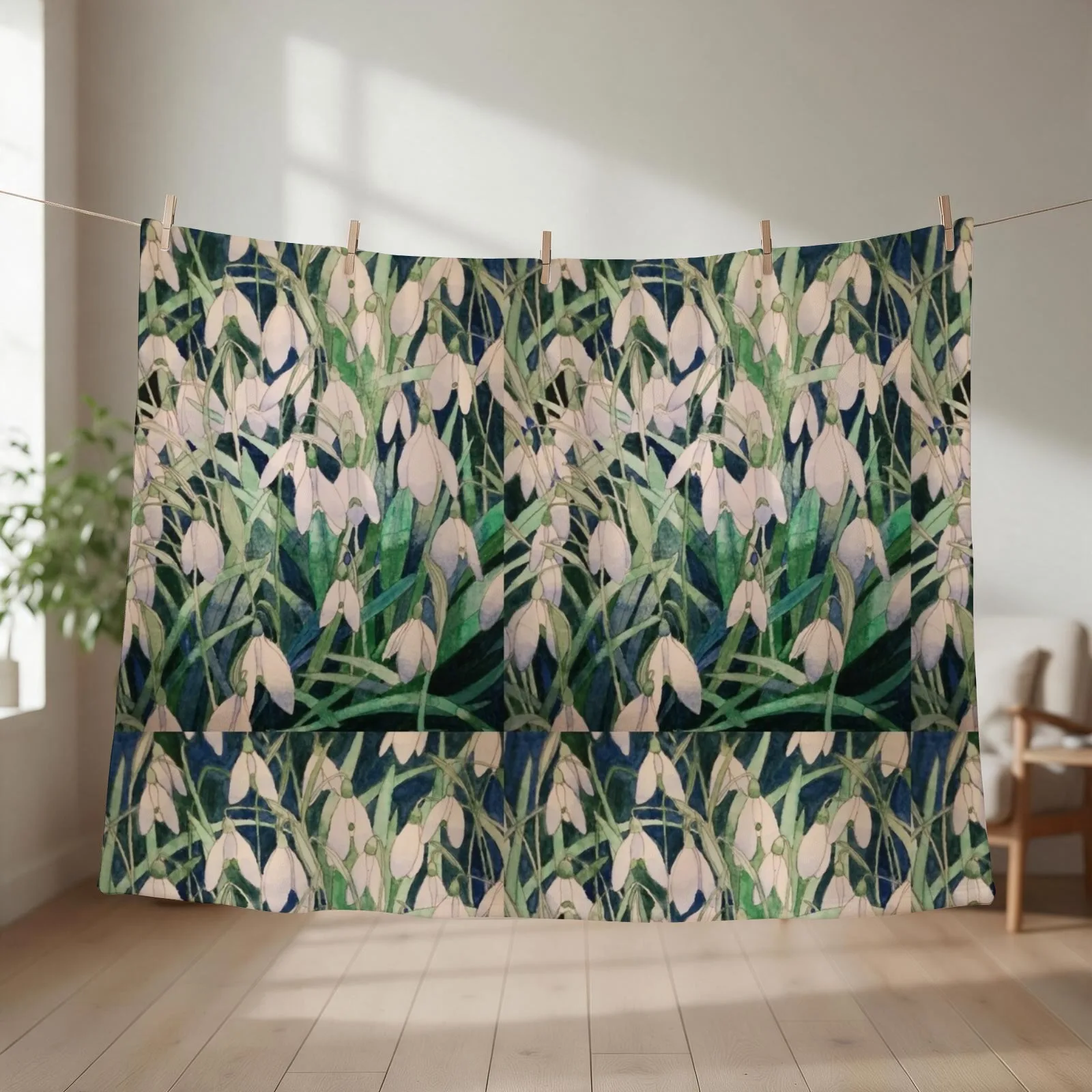 New Snowdrops watercolour painting Throw Blanket Decorative Throw Hairys For Sofa Thin warm winter Blankets