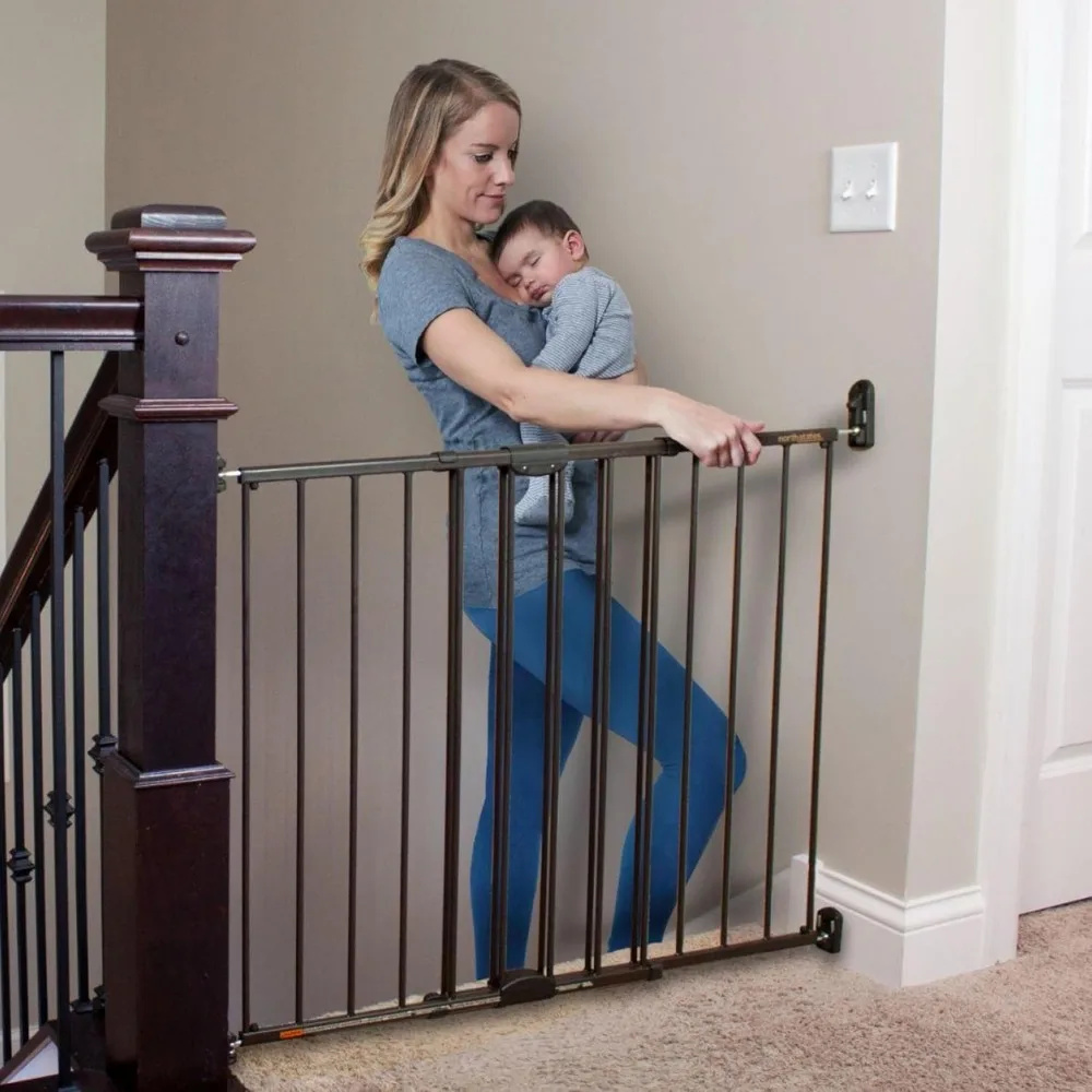 

Adjustable Metal Baby Gate for Stairs and Doorways, 28.68-47.85 Inches Wide, 31 Inches Tall with One-Hand Operation