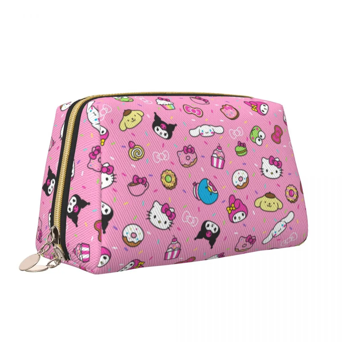 Sanrio Characters Makeup Bags Trendy Large Capacity Storage Bag Accessories Girl Hello Kitty Kuromi Zipper Beauty Toiletry