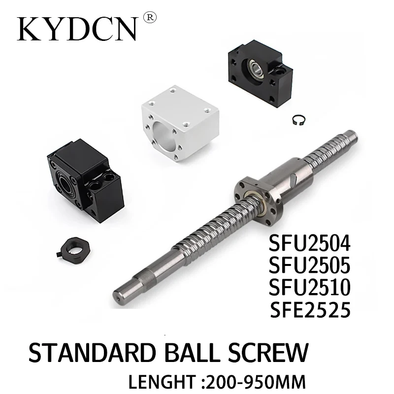 

SFU2504 SFU2505 SFU2510 SFE2525 C7 Ball screw Length 200-950mm nut nut seat plus BKBF support seat ball screw set