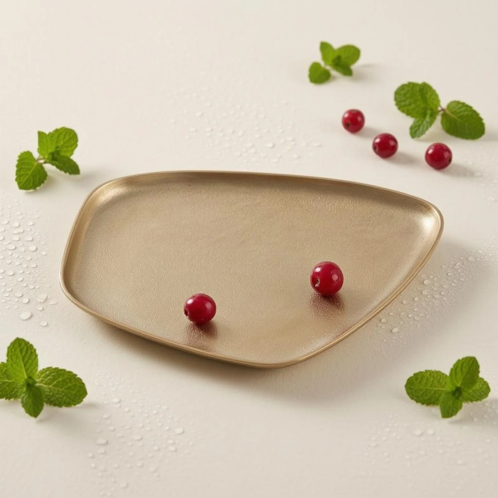 

Aluminum Tray Curved Edges Decorative Serving Tray Metal Dessert Platter Slim Design Stainless Steel Platter Lightweight