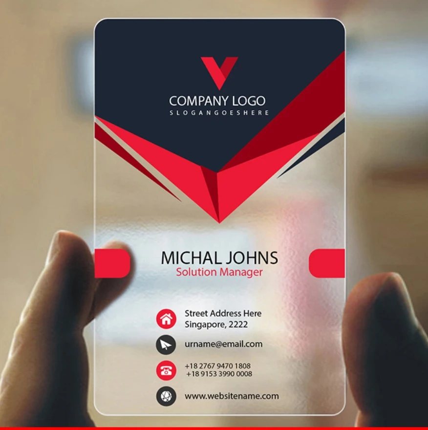 カスタマイズされた透明な名刺 PVC プラスチッククリア名刺防水片面印刷コーナーラウンド