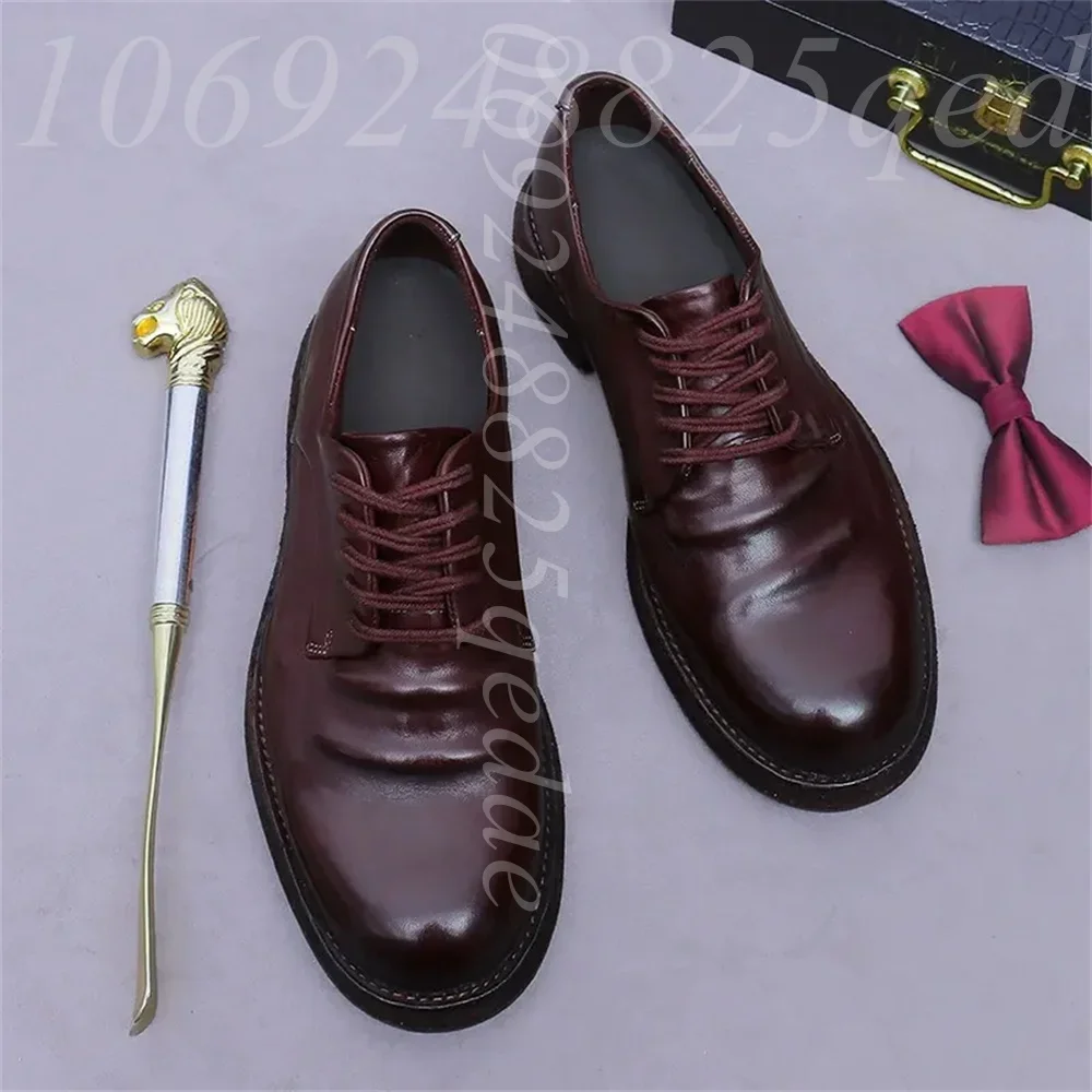 Men's Handmade Vintage Lace-Up Oxfords, Retro Business Casual Dress Shoes, Comfortable Formal Footwear for Office, Daily Wear