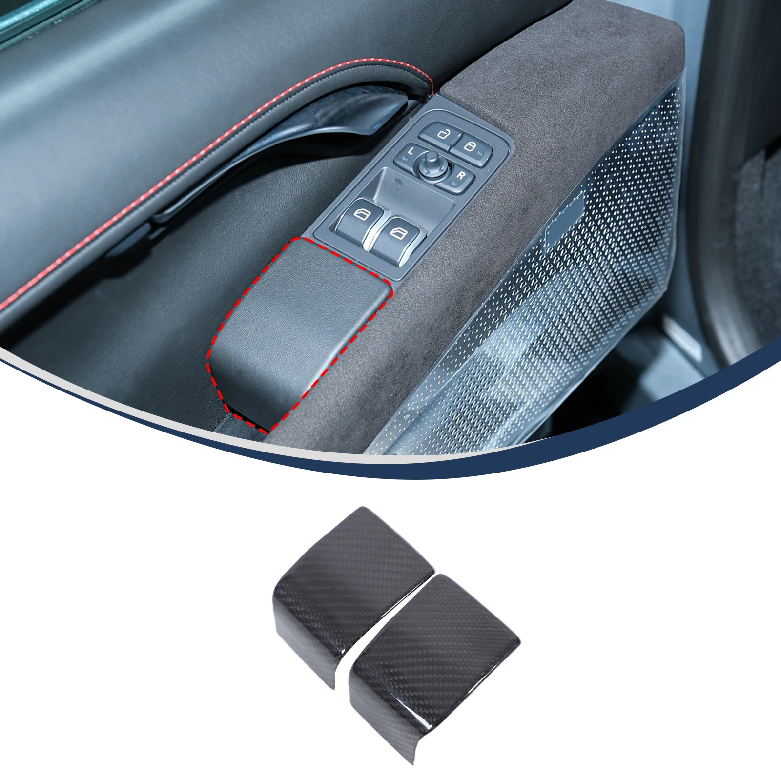 For Lotus EMIRA 2021-2023 glass lifting rear cover sticker, lifting window button position sticker, real carbon fiber 2pcs