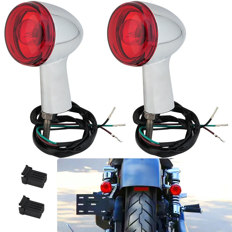 Motorcycle Rear Turn Signals Indicators LED Lights Chrome For Harley Sportster XL883 XL1200 72 48 1992-up