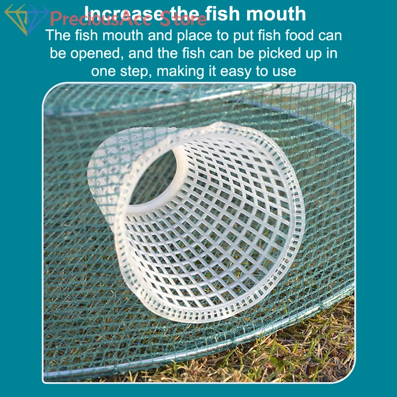 3/4 Löcher Fischernetz Mesh Gefaltet Runde Fisch Garnelen Automatische Falle Krebse Catcher Fisch Netzwerk Köder Cast Mesh Falle