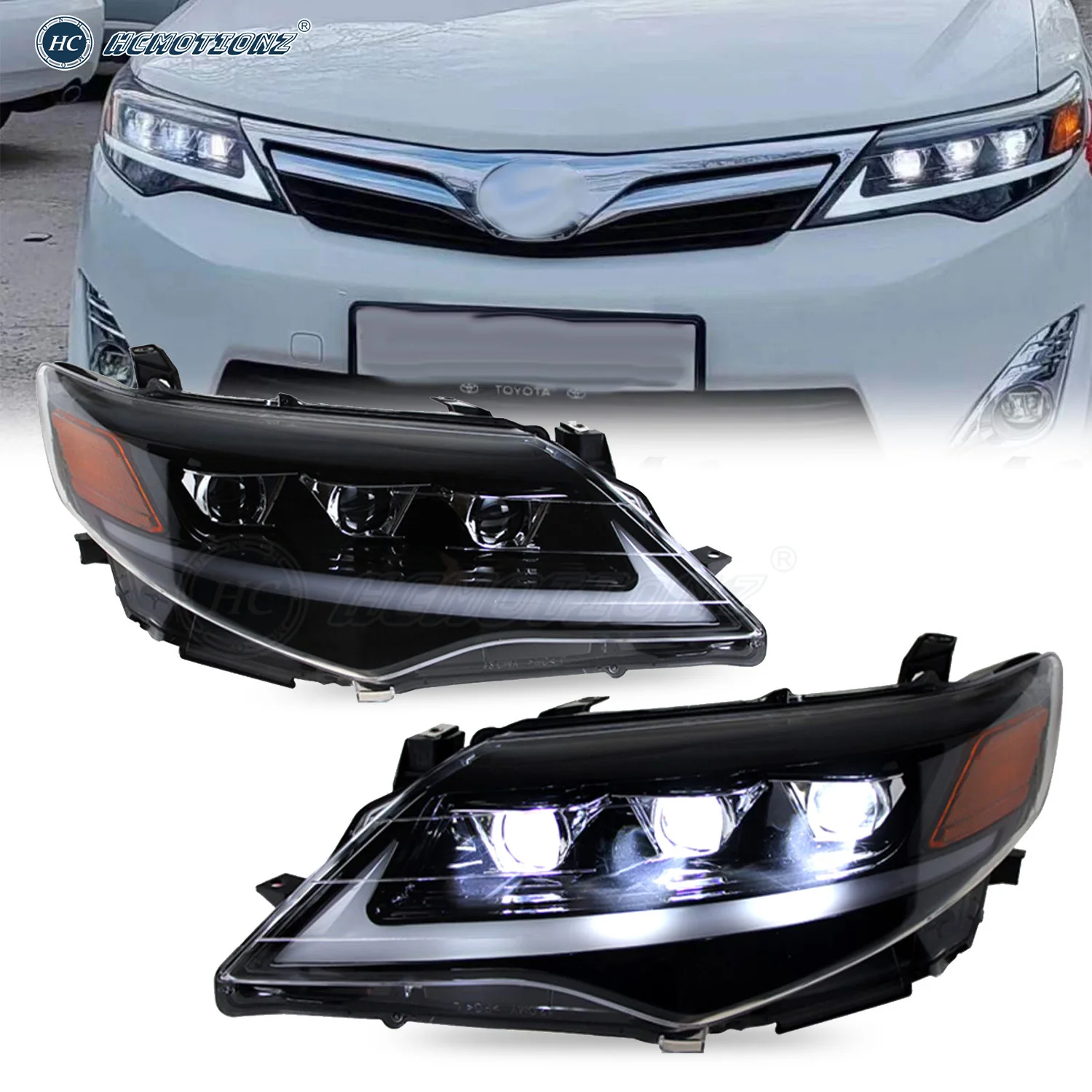 HCMOTIONZ conjunto de faros LED 2012-2014 para Toyota para Camry DRL animación de arranque nuevas condiciones 6000k lámparas frontales de Color