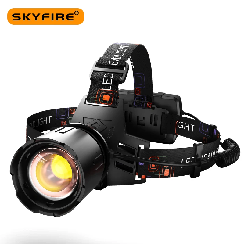 

SKYFIRE LED Headlamp For Climbing Fishing Cycling Portable High Brightness Rechargeable USB Powerful Zoomable Headlights SF-596