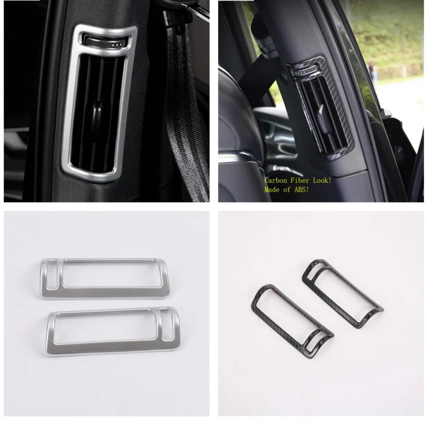 

For Audi A6 C8 / A7 2019 - 2022 Carbon Fiber Look / Matte Accessories Inner Pillar B Air Conditioning AC Outlet Vent Cover Trim