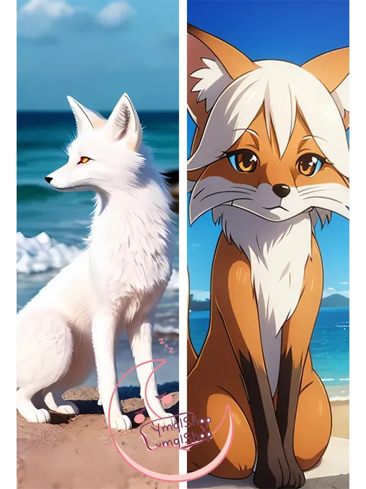 

Dakimakura Cover Unlimited AI Custom Size Double-sided Print Life-size Body Skin-Friendly Fabric kemono fox body pillow case