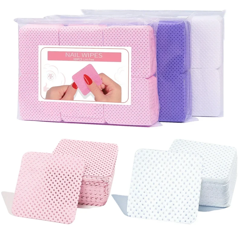 100-300Pcs Lint-free Nail Polish Remover Colorful Napkin Cotton Wipes Paper Pads UV Gel Dust Cleaner Cleaning For Manicure Tool