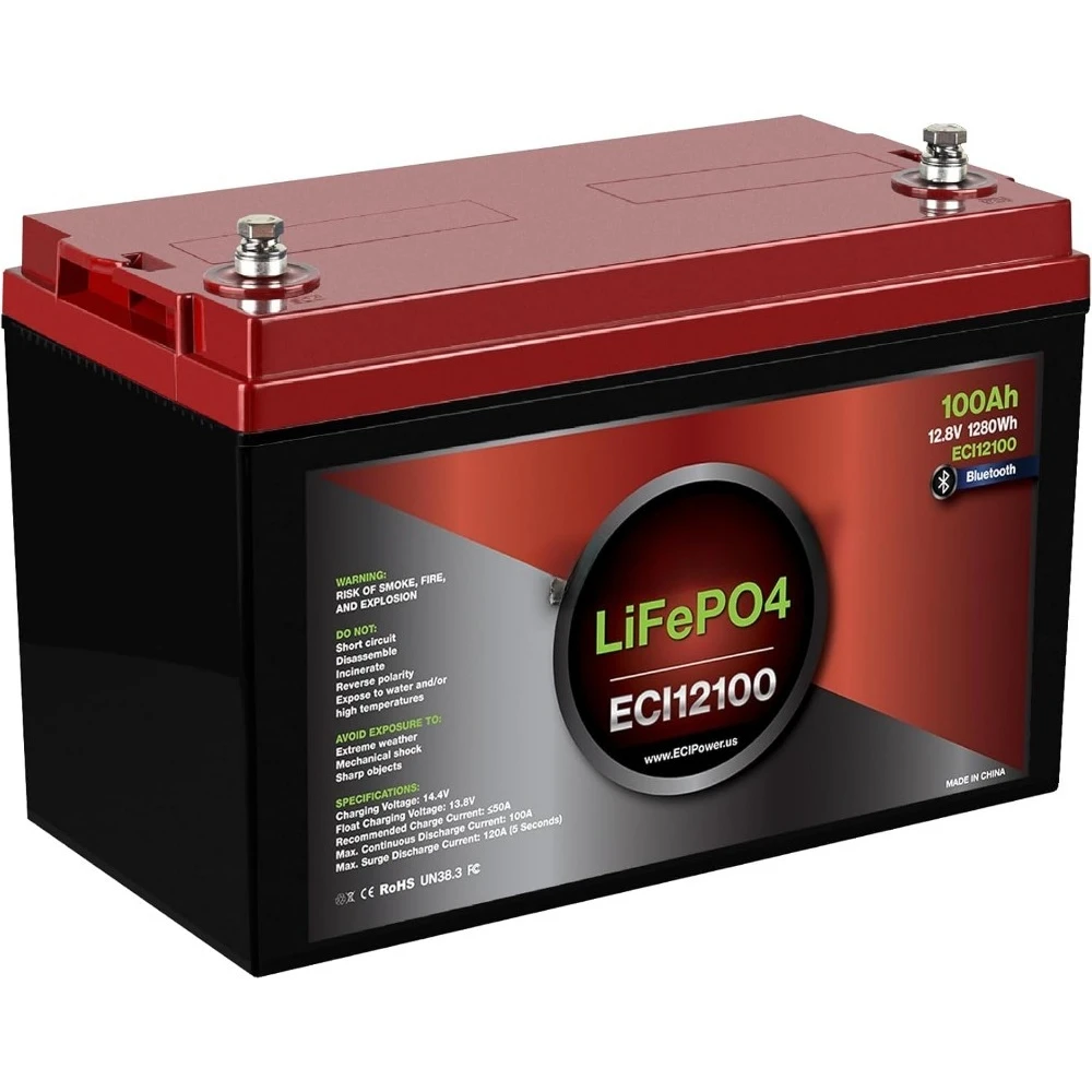 12V 100Ah Lithium LiFePO4 Deep Cycle Rechargeable Battery | 2000-5000 Life Cycles & 10-Year Lifetime | Built-in BMS |