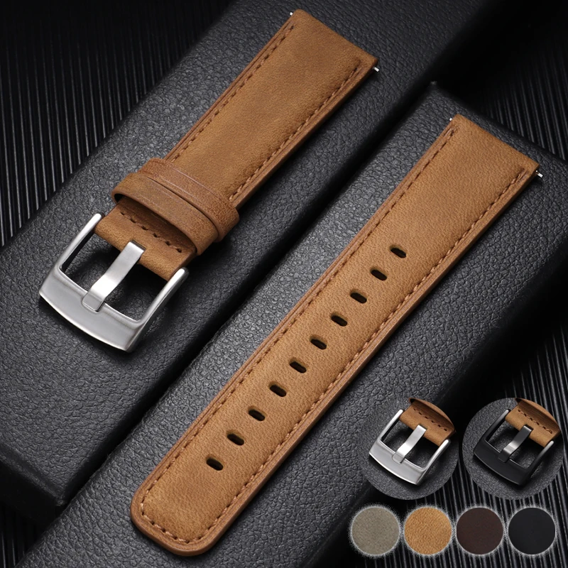 Quick Release Suede Leather Watch Band 20mm 22mm Premium Vintage Nubuck Strap Soft Comfortable Bracelet Retro Durable Wristband