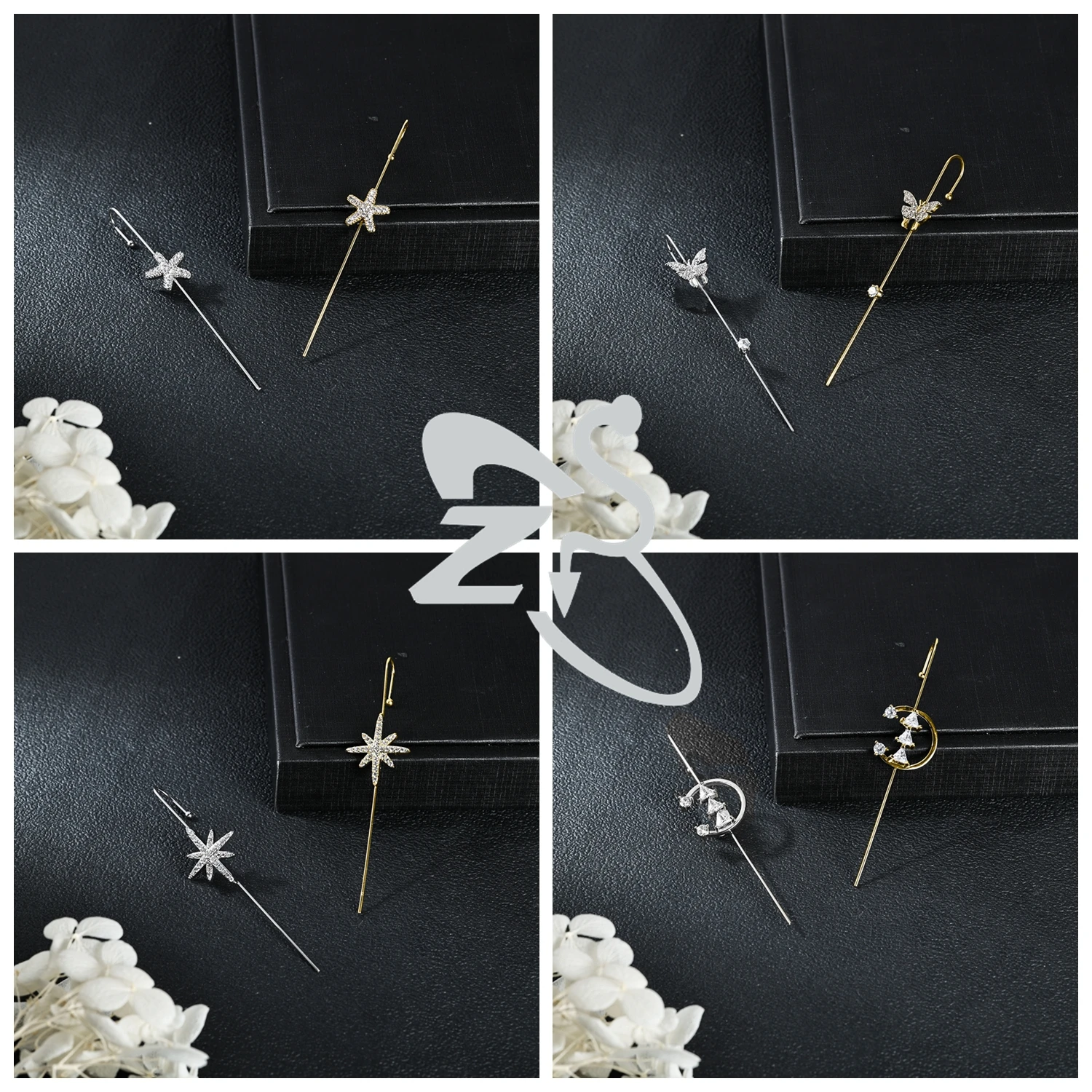 ZS 1 قطعة 12/18 جرام الأذن إبرة التفاف هوك أقراط النساء الفتيات فراشة القوس الأذن ترصيع اللولب الغضروف الثقب مجوهرات 60/68/70/73 مللي متر #4