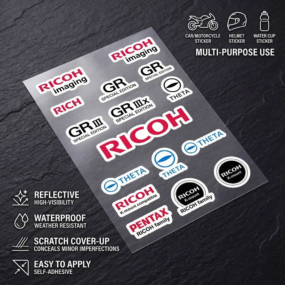 R-ic-o-h Universal Waterproof Reflective Decorative Decals Scratch Hide For Car Motorcycle Helmet Fridge