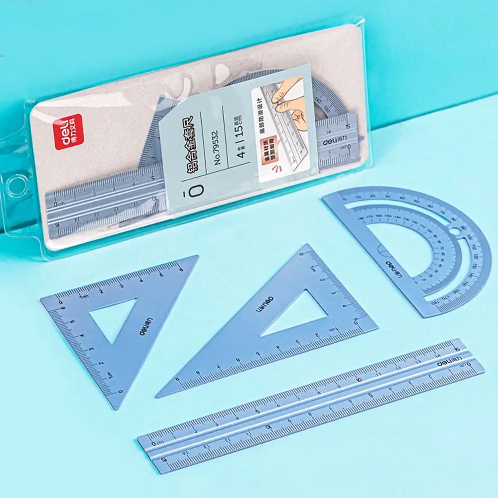 

Portable Students Straightedge Triangle Ruler Geometry Examination Stationery Metal Rulers Aluminium Ruler Set School Supplies