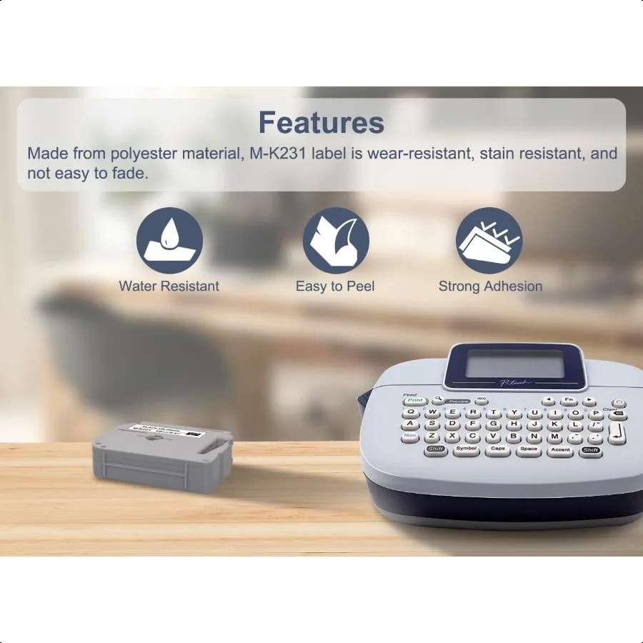 MK231 라벨 테이프 화이트 브라더 푸치 M 테이프 대체품 12mm 0.47 화이트 MK231 MK231s M231 라벨 메이커 PT65 PT85 PT용 리필