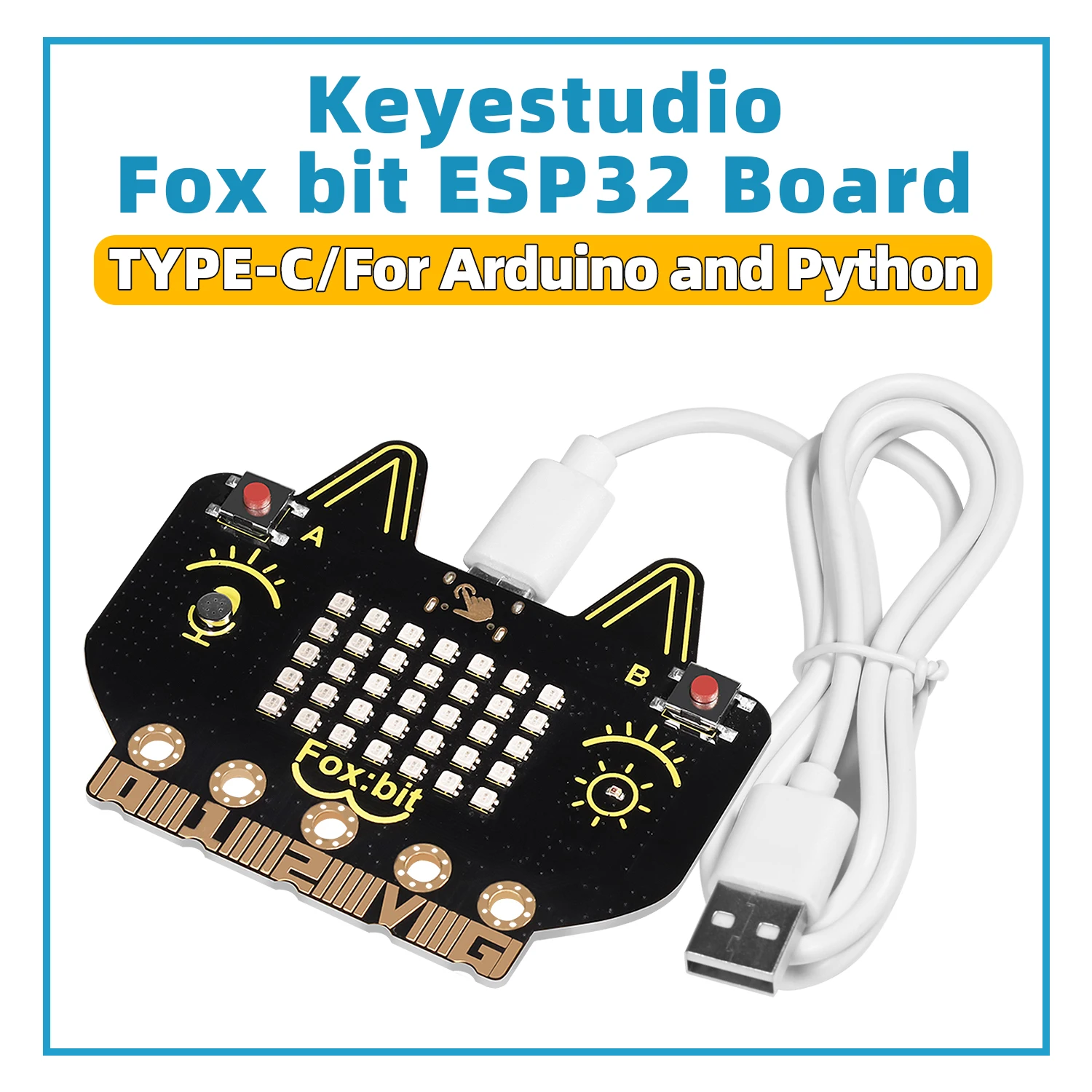 Keyestudio STEM Fox: لوحة تطوير bit Esp32 + نوع C USB مع بلوتوث وواي فاي لبرمجة Arduino DIY التعليمية Python