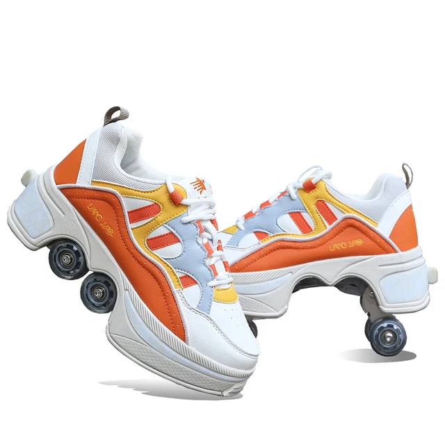 

Deformation Parkour Shoes Four Wheels Rounds Of Running Shoes 2022 Casual Sneakers Unisex Deform Roller Shoes Skating Shoes