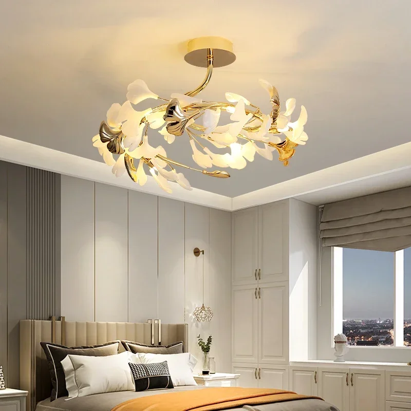 Luxury Living Room Ceiling Lamp Post-modern Designer Leaf Restaurant Bedroom Ceiling Lights Hotel Art LED Decor Lighting Fixture
