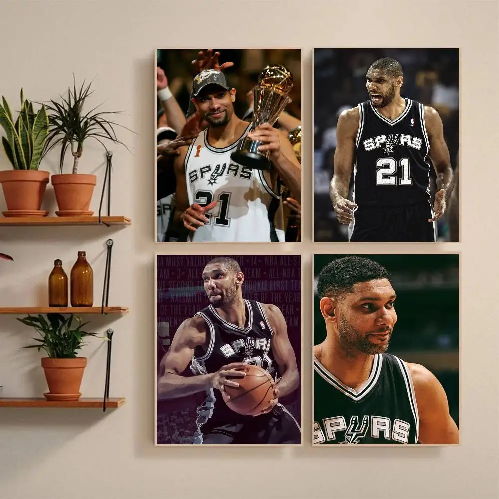 Tim Duncan Poster Self-adhesive Art Waterproof Paper Sticker Coffee House Bar Room Wall Decor