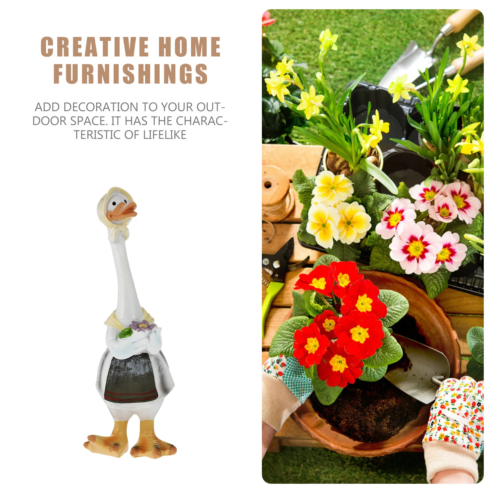 

Adorable Resin Duck Ornament Durable Decoration Desktop Statue Creative Sculpture Yard Decor Realistic Animal Micro