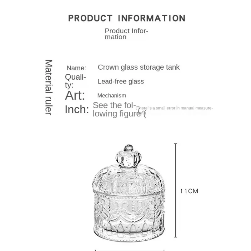 Kreatywny przezroczysty szklany słoik korona wytłaczane szkło kryształowy słoik na herbatę przechowywanie cukierków pudełko z pokrywką wacik