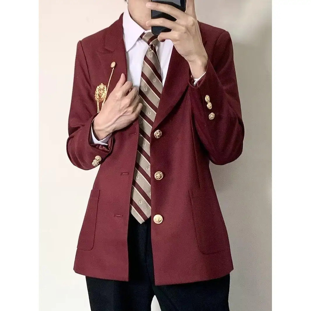 

Повседневная мужская куртка в гонконгском стиле 2024: модный свободный крой, полиэстер, длинный рукав, весна-осень, универсальный пиджак-костюм