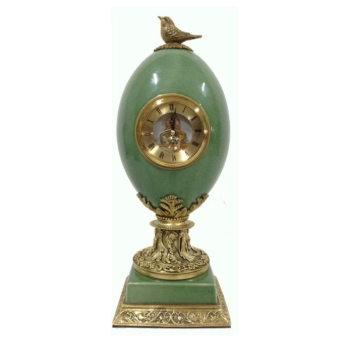 Classical luxury clubhouse decoration ornaments table clock ceramic with copper creative table clock villa