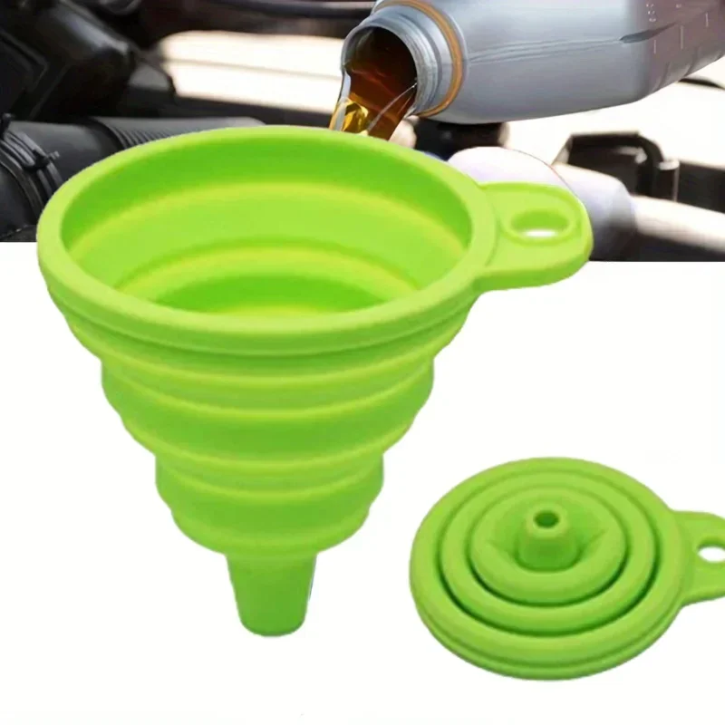 Silicone Car Oil Funnel Universal Auto Liquid Funnel Collapsible Portable Filling Funnel For Easy Engine Pouring Car Accessories