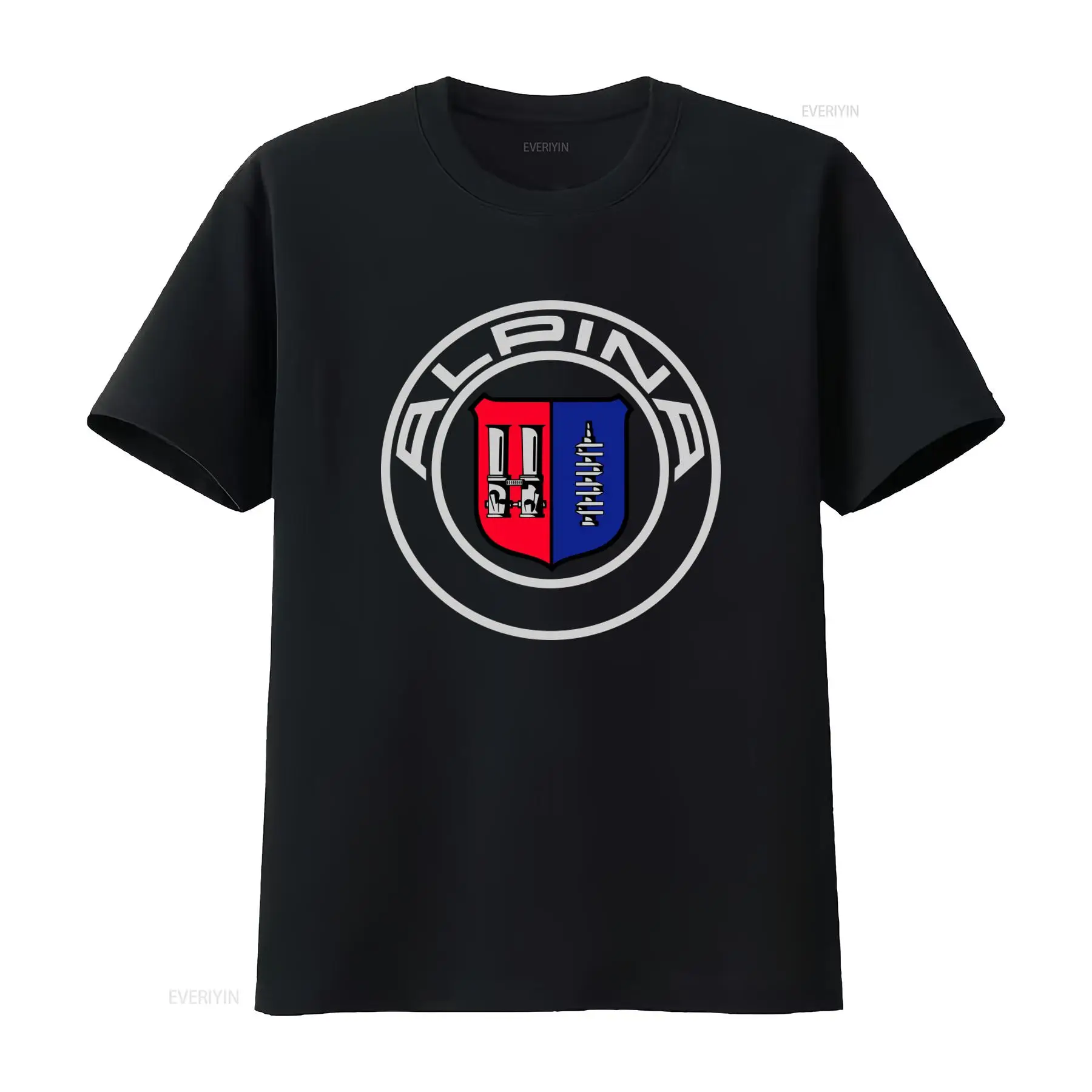 T-shirt with black engine design for car enthusiasts, retro washed, multifunctional, stretchable, soft and fashionable
