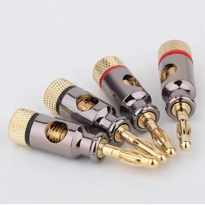 2 قطعة مطلية بالذهب النحاس 4 مللي متر الموز موصل قابس هيئة التصنيع العسكري الصوت والفيديو مكبرات صوت محول 4 مللي متر موصلات الموز