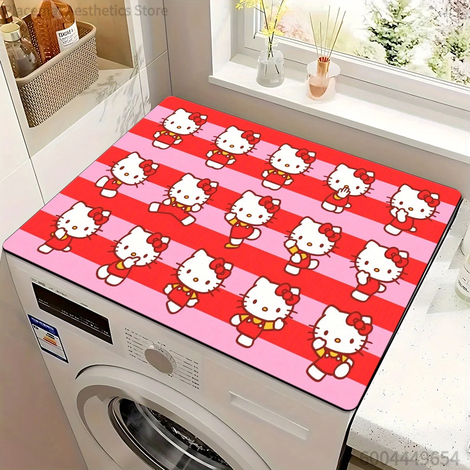 Cute Hello Kitty Printed Coffee Machine Mat, Kitchen Drying Mat, Placemat, Nightstand Mat, Oven Mat, Refrigerator Mat, Nightsta