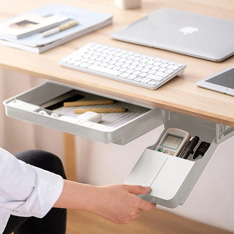 2 ชิ้นภายใต้ชุดลิ้นชักโต๊ะ, สไลด์ออกจัดโต๊ะและการจัดเก็บ, ถาดลิ้นชักดินสอกาวในตัว