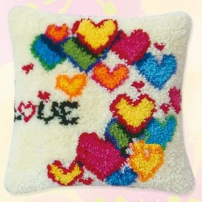 DIY Latch Hook Simple And Plain Cushion Pillowcase Canvas Crocheting Carpet Embroidery Pillow LAtch Hook Kit Knitted Knot Carpet