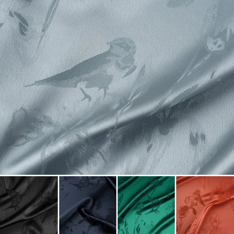 

Bird Orchid Silk Acetate Jacquard Fabric Heavyweight Chinese Style Qipao Dress Camisole Silky Breathable Clothing Material