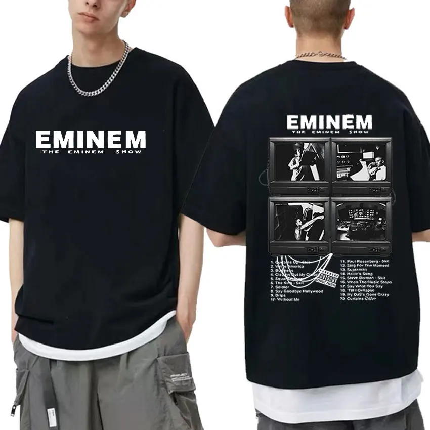 Rapper Eminem World Tour Graphic T Shirts Men's Women Hip Hop Trend T-shirt Summer Fashion Cotton Oversized Tee Shirt Streetwear