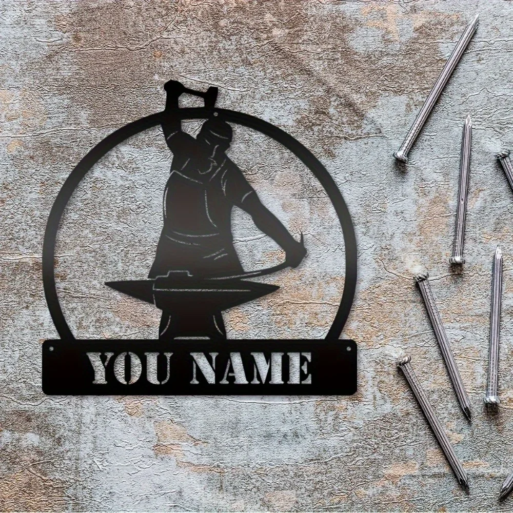 

Simple Ironwork Personalized Iron Metal Wall Decor - Hand Forged Blacksmith Inspired Transverse Art Power Free For Home Store Di